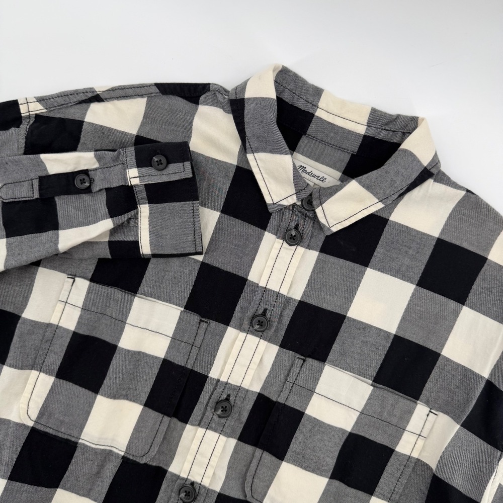 Madewell Black White Buffalo Plaid Long Sleeve Button Up Shirt Womens Small